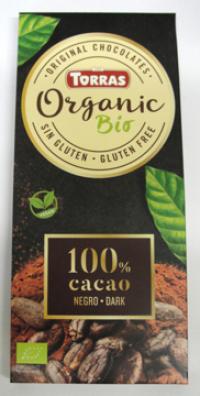 Bio czekolada gorzka 100% kakao bez dodatku cukru Torras