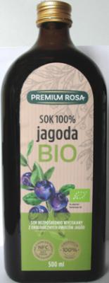 Bio sok z owoców jagód 100% 500ml bez cukru Premium Rosa