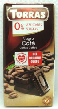 Czekolada gorzka z kawą bez dodatku cukru 75g Torras