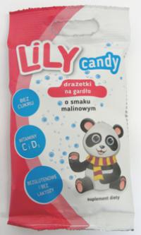 Lily Candy drażetki na gardło o smaku malinowym bez cukru i bez glutenu 40g