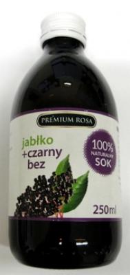 Sok jabłko czarny bez 250ml bez cukru Premium Rosa