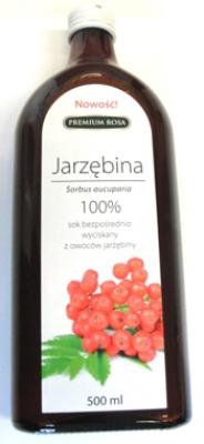 Sok z owoców jarzębiny bez dodatku cukru 100% 500ml Premium Rosa
