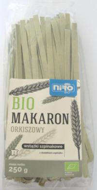 Bio makaron orkiszowy szpinakowy wstążki 250g Niro