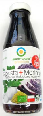 Bio sok z kapusty czerwonej kiszonej z moringą 200ml Biofood
