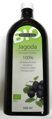 Bio sok z owoców jagód 100% 500ml bez cukru Premium Rosa