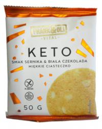 Ciasteczko keto o smaku sernika z białą czekoladą bezglutenowe, bez dodatku cukru 50g Frank&Oli