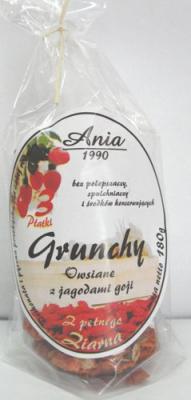 Ciastka crunchy owsiane z jagodami goji w syropie ryżowym 180g Ania