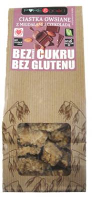 Ciastka owsiane z migdałami i czekoladą bez glutenu i bez dodatku cukru 150g Pure&Good