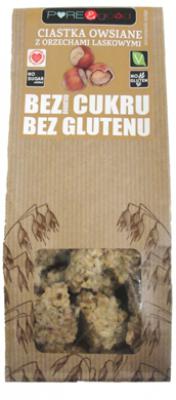 Ciastka owsiane z orzechami laskowymi bez glutenu i bez dodatku cukru 150g Pure&Good