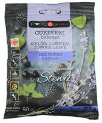 Cukierki melisa, lawenda, owoce leśne o smaku owoców leśnych bez dodatku cukru 50g Pure&Good5