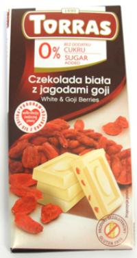 Czekolada biała z jagodami goji bez dodatku cukru 75g Torras