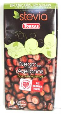 Czekolada gorzka z orzechami laskowymi ze stewią 125g Torras