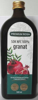 Granat - sok bezpośrednio wyciskany z owoców granatu 100% bez dodatku cukru 500 ml Premium Rosa
