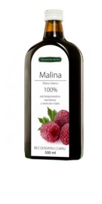 Malina - sok bezpośrednio wyciskany z owoców malin 100% bez dodatku cukru 500ml Premium Rosa