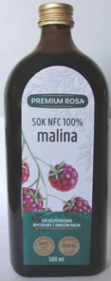 Malina - sok bezpośrednio wyciskany z owoców malin 100% bez dodatku cukru 500ml Premium Rosa