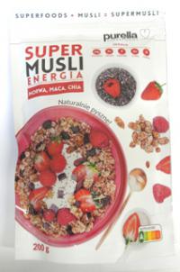 Musli super energia - mieszanka płatków zbożowych z dodatkiem maca, owoców morwy białej i nasionami chia 200g Purella