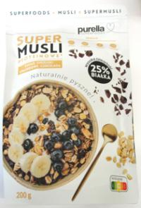 Musli super proteinowe - mieszanka płatków zbożowych z dodatkiem kakao, orzeszków arachidowych, płatków sojowych 200g Purella