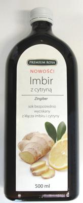 Sok bezpośrednio wyciskany z kłącza imbiru i cytryny 500ml Premium Rosa