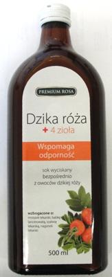 Sok z owoców dzikiej róży z kompleksem ziół bez cukru 500ml Premium Rosa