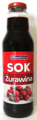 Sok z owoców żurawiny bez dodatku cukru 750ml NaturAvena