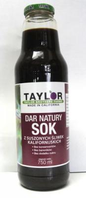 Sok z suszonych śliwek kalifornijskich bez cukru 750 ml Taylor